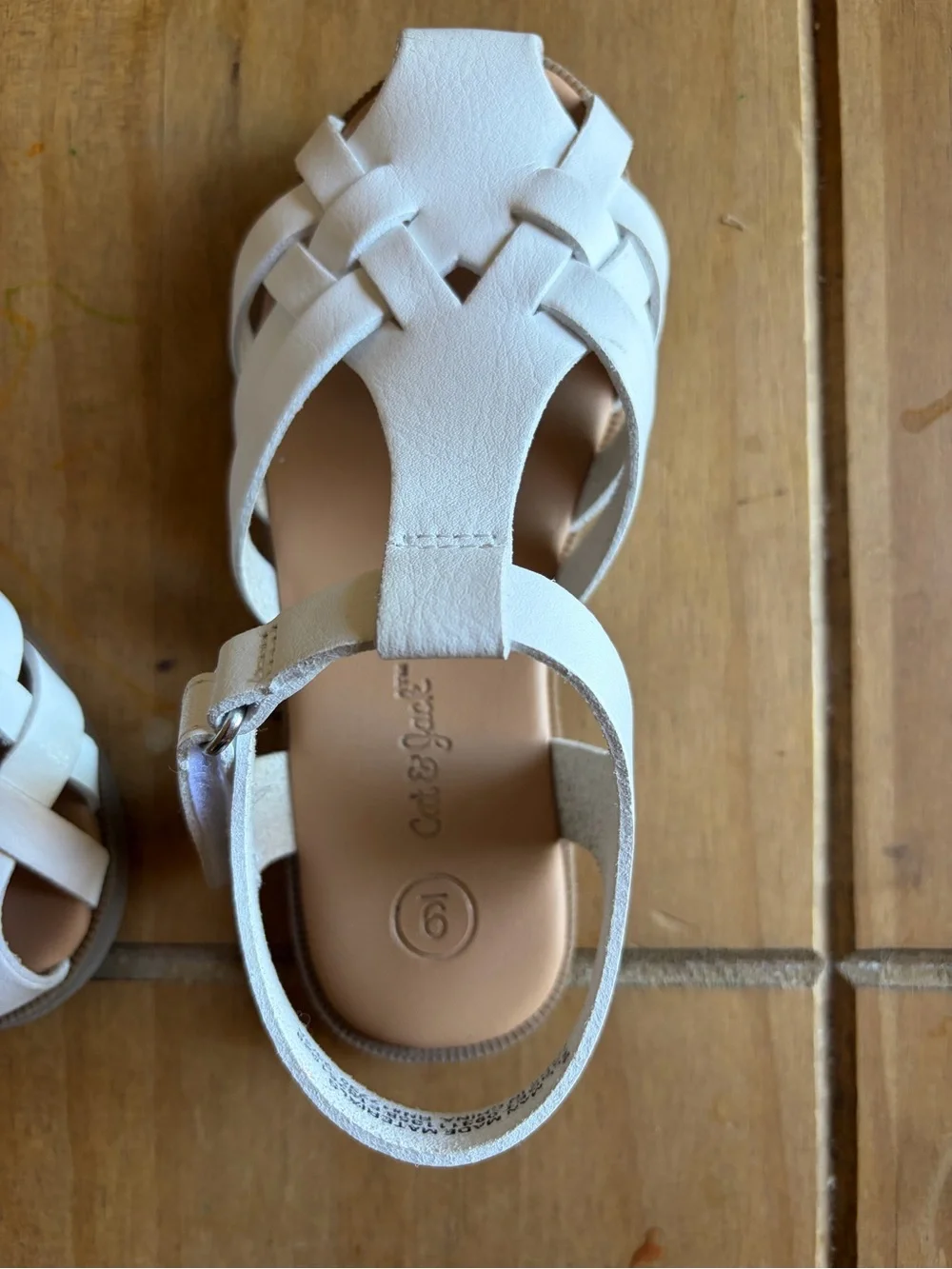 Cat & Jack White Braided T-Strap Kids Sandals